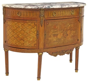 NEOCLASSICAL STYLE MARBLE-TOP PARQUETRY & MARQUETRY SERVER