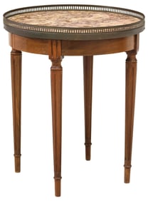 FRENCH LOUIS XVI BOUILLOTTE-STYLE MARBLE-TOP SIDE TABLE