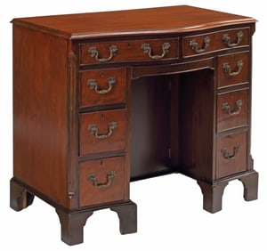 GEORGIAN STYLE MAHOGANY SERPENTINE PEDESTAL DESK
