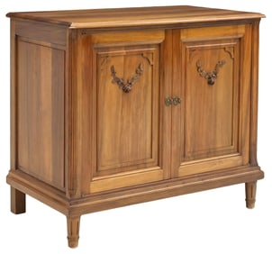FRENCH LOUIS XVI STYLE CARVED WALNUT SIDEBOARD / CABINET