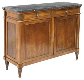 FRENCH LOUIS XVI STYLE MARBLE-TOP MAHOGANY SIDEBOARD