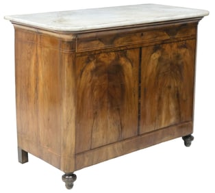 FRENCH LOUIS PHILIPPE MARBLE-TOP INLAID WALNUT SERVER