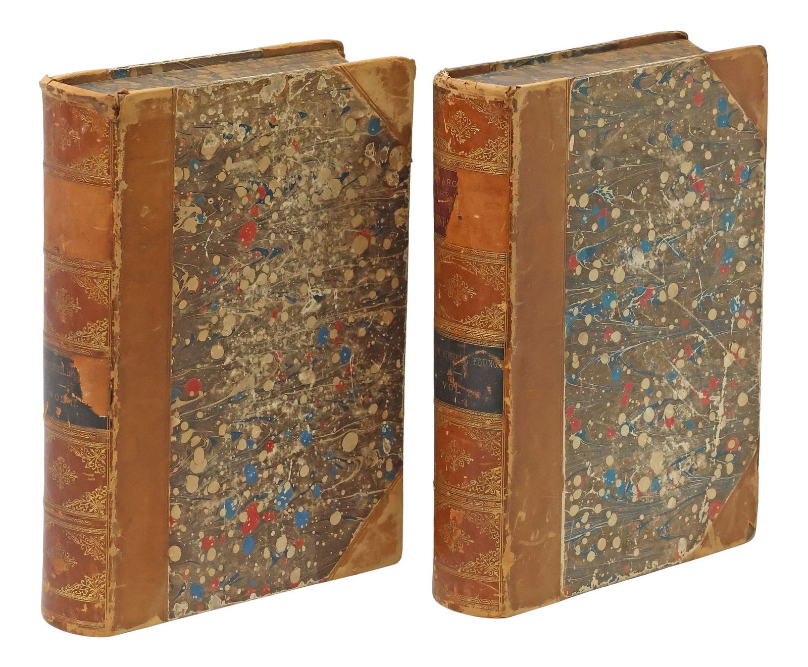 (2 VOLS.) AROUND THE WORLD WITH GENERAL GRANT, 1879, ILLUSTRATED: (2 Vols.) "Around the World with General Grant", John Russell Young, The American News Company, 1879, each volume 631 pages, hundreds of illustrations, fold out map of Grant's travels in one volume, o