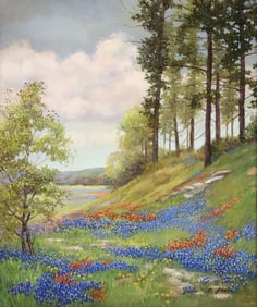 RUTH GREER (TX, D.2004) TEXAS BLUEBONNETS LANDSCAPE PAINTING