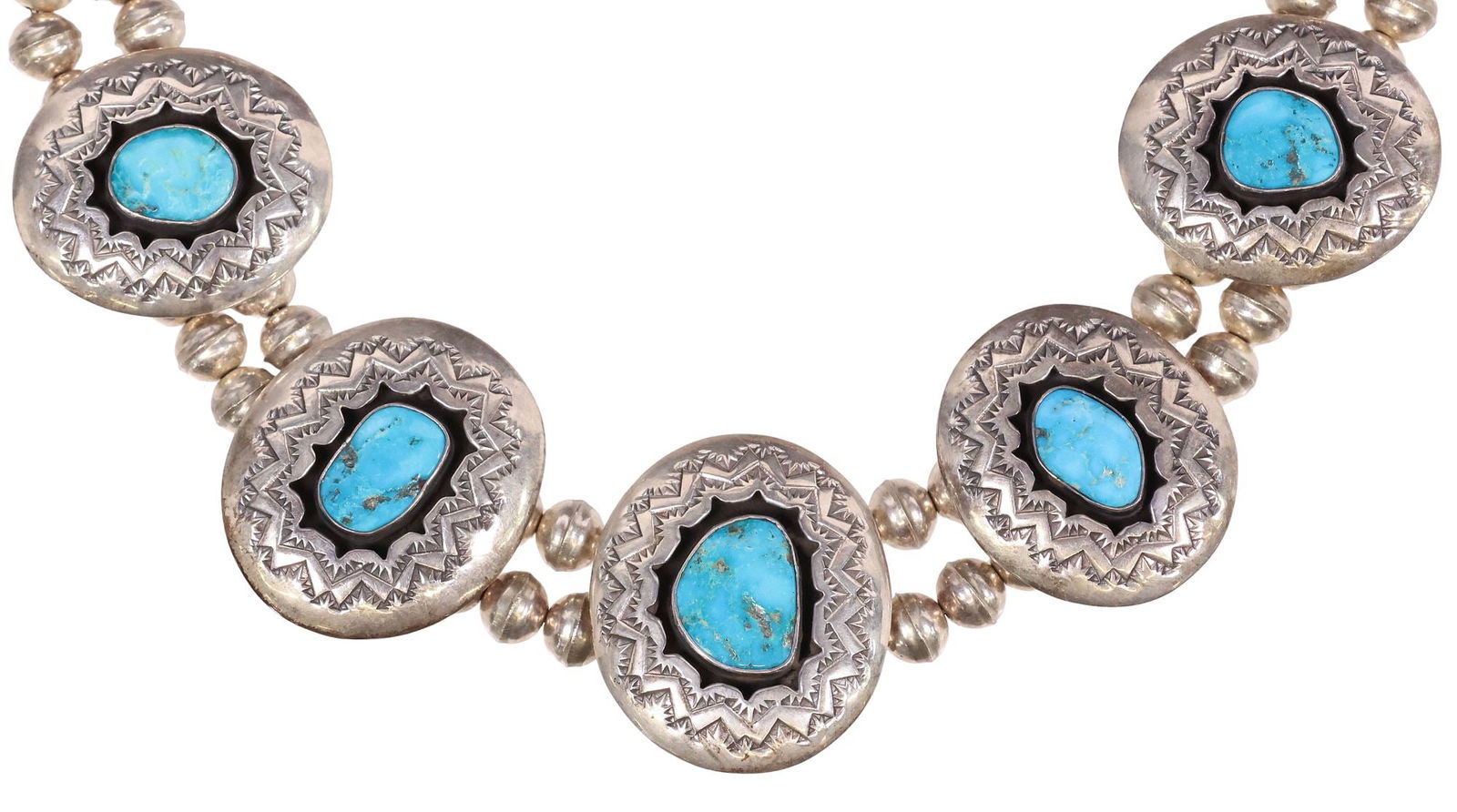 LORENZO SECATERO STERLING NAVAJO PEARL & TURQUOISE NECKLACE (1 of 5)