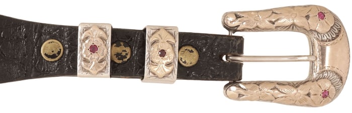 BOHLIN STERLING, GOLD & GEMSTONE RANGER BUCKLE SET & ALLIGATOR BELT