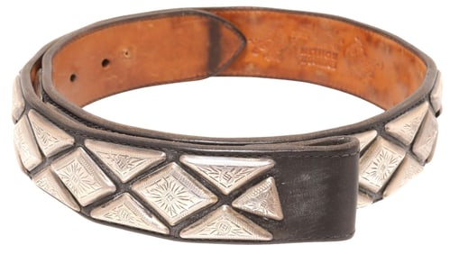 BOHLIN LADIES SILVER MOUNTED BLACK LEATHER WESTERN CONCHO BELT