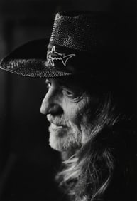 DICK WATERMAN (1935-2024) GELATIN SILVER PRINT OF WILLIE NELSON 1993
