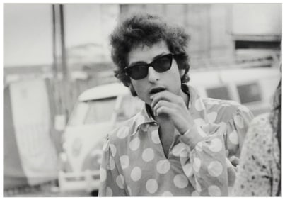 DICK WATERMAN (1935-2024) GELATIN SILVER PRINT  OF BOB DYLAN 1965