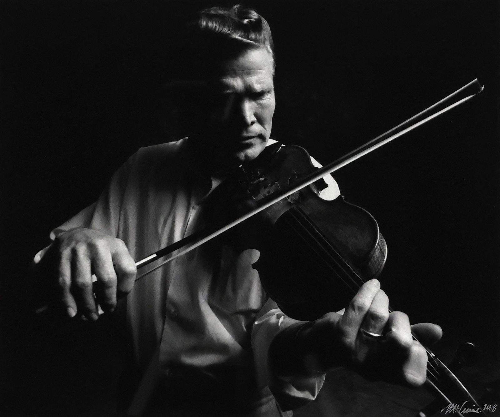 JIM McGUIRE (B.1941) GELATIN SILVER PRINT, FIDDLER VASSAR CLEMENTS (1 of 4)