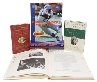 (7) SPORTS BOOKS, ALL SIGNED, ROYAL, SANDERS, BILES, ASHE, KITE, MORE