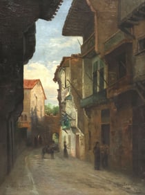 EDMOND-LOUIS DUPAIN (1847-1933) CITYSCAPE PAINTING, 'FONTARABIE'