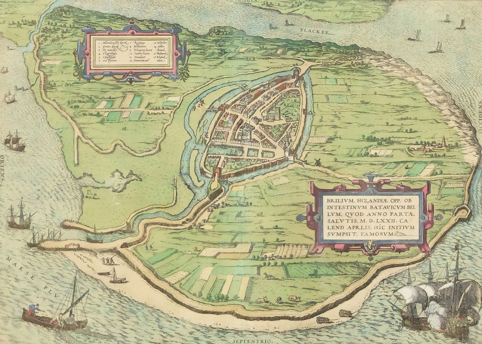 CIVITATES ORBIS TERRARUM VIEW OF BRIELLE HAND-COLORED ENGRAVING (1 of 7)