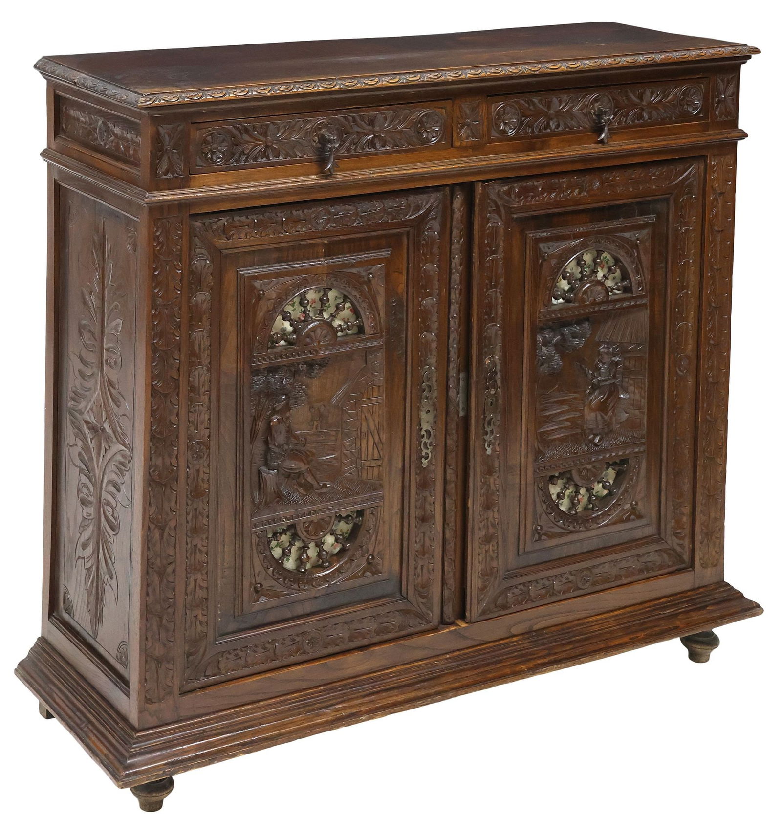 FRENCH BRETON FIGURAL CARVED OAK SIDEBOARD / BUFFET (1 of 7)