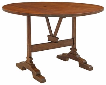 FRENCH PROVINCIAL FRUITWOOD TILT-TOP WINE TASTING TABLE