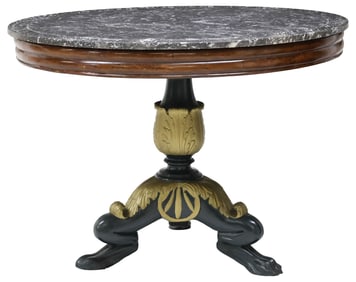 FRENCH MARBLE-TOP PARCEL-GILT & PAINTED GUERIDON