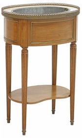 FRENCH LOUIS XVI STYLE MARBLE-TOP MAHOGANY STANDING JARDINIERE