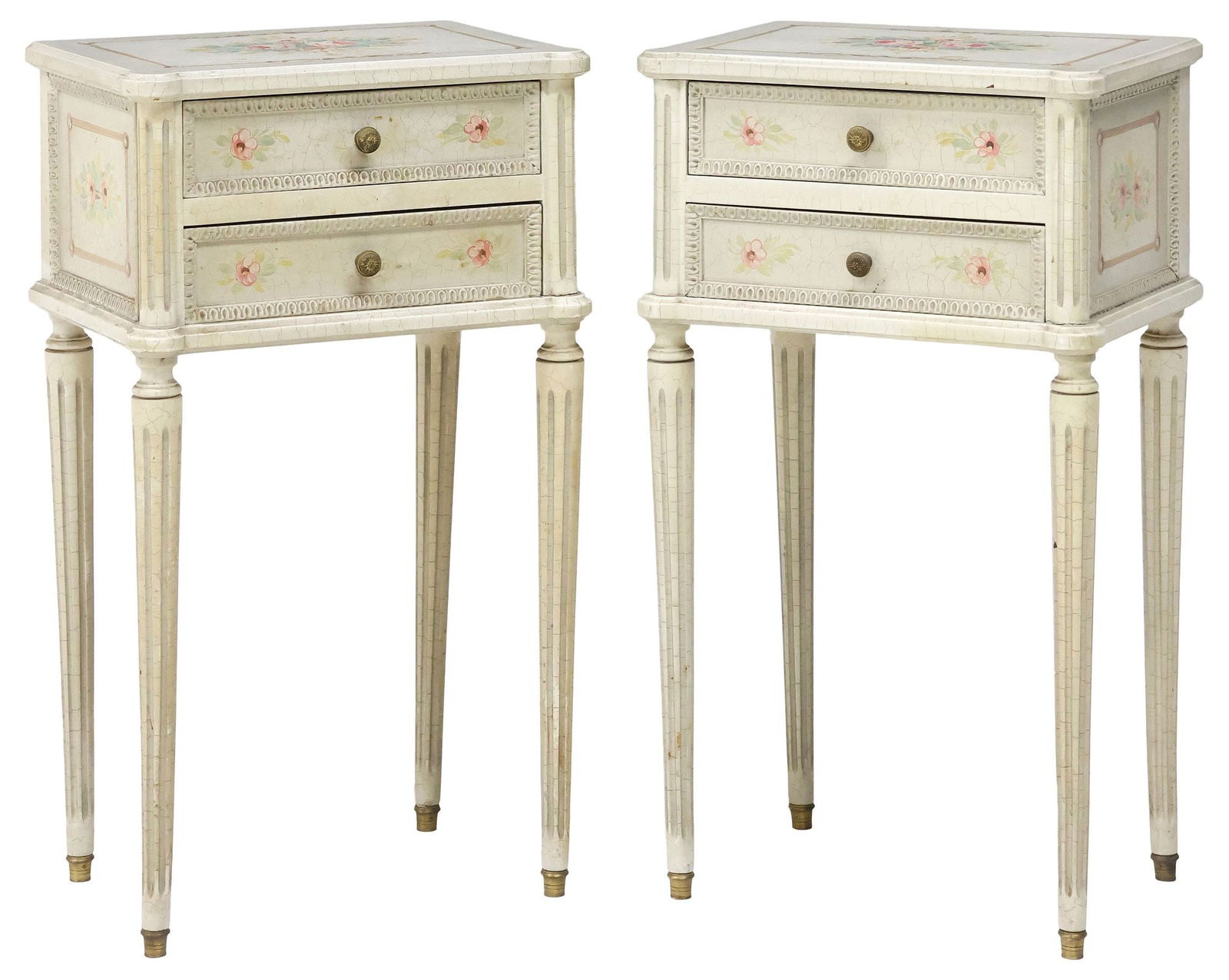 (2) FRENCH LOUIS XVI STYLE PAINTED TWO-DRAWER NIGHTSTANDS (1 of 5)