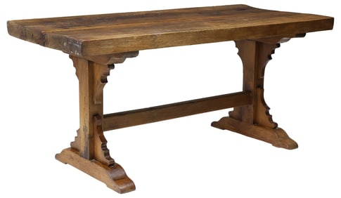 FRENCH WALNUT REFECTORY / MONASTERY TRESTLE TABLE