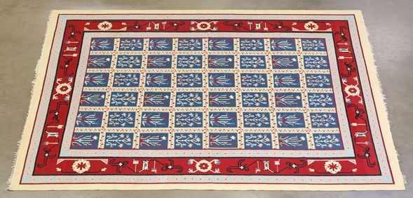 LARGE HAND-WOVEN KILIM RUG, 13'9" X 10'4"