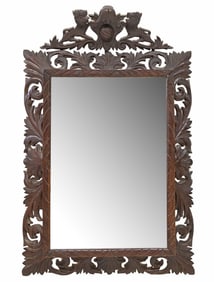 ITALIAN BAROQUE STYLE CARVED OAK BEVELED MIRROR