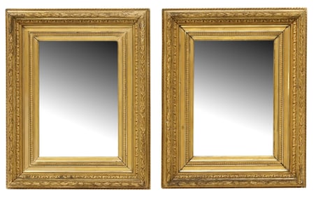 (2) FRENCH FOLIATE MOLDED GILTWOOD PICTURE FRAME MIRROR