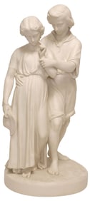ENGLISH COPELAND PARIAN WARE SCULPTURE AFTER J. DURHAM, YOUNG COUPLE