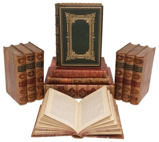 (11) LEATHER-BOUND LIBRARY SHELF BOOKS, POEMS & LITERARY CLASSICS