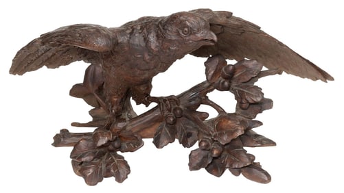 BLACK FOREST STYLE CARVED WOOD ARCHITECTURAL ELEMENT, EAGLE