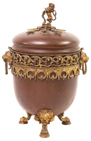 LION RAMPANT COPPER & GILT METAL-MOUNTED ICE BUCKET /  COOLER