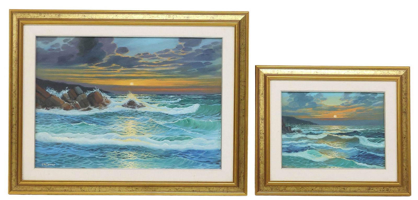(2) MASSIMO ORSUCCI (ITALIAN, B.1946) OIL PAINTINGS, SUNSET SEASCAPES (1 of 6)