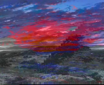 SIGNED LARRY DYKE (TEXAS, B.1942) LANDSCAPE PRINT, 'HEAVEN'S GLORY'