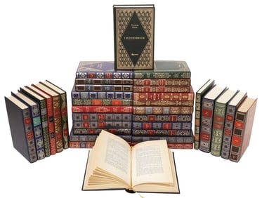 (35) ITALIAN LEATHER-BOUND LIBRARY SHELF BOOKS, 'TREASURES OF UNIVERSAL FICTION'