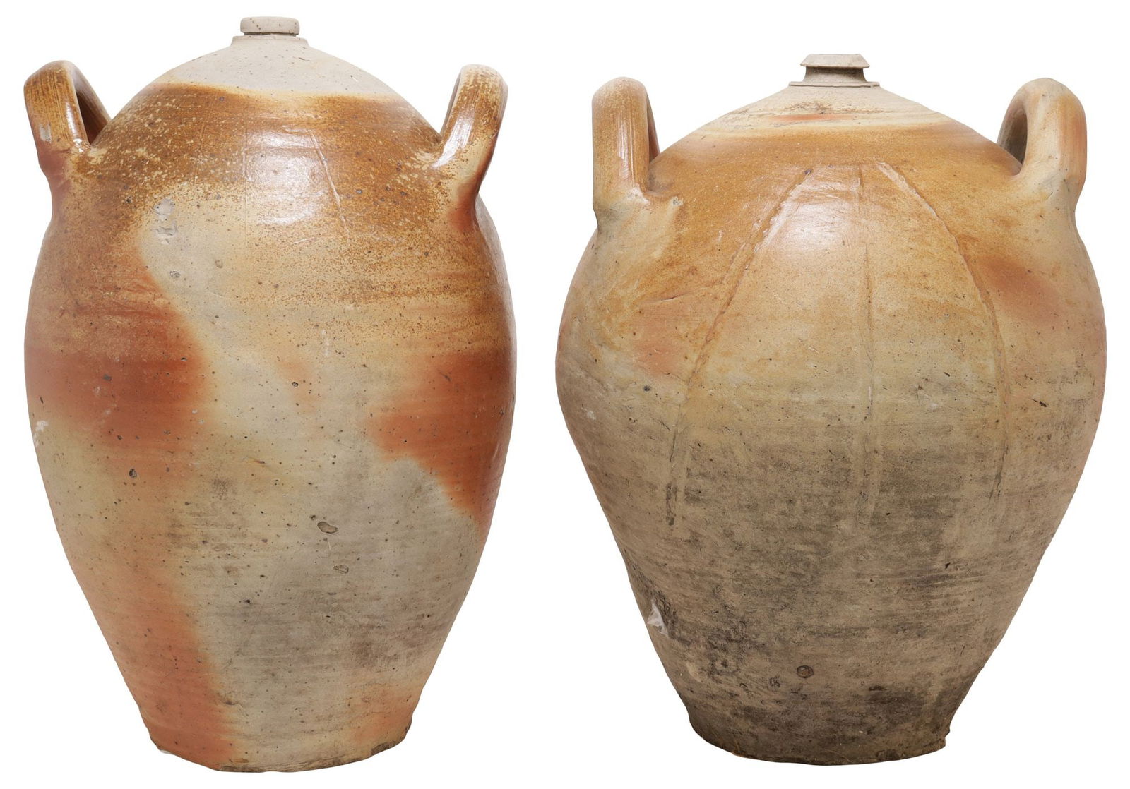 (2) FRENCH PROVINCIAL STONEWARE OIL JUGS (1 of 3)