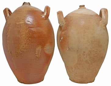 (2) FRENCH PROVINCIAL STONEWARE OIL JUGS