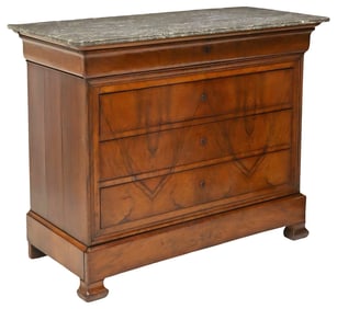 FRENCH LOUIS PHILIPPE PERIOD MARBLE-TOP WALNUT COMMODE