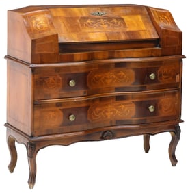 ITALIAN LOUIS XV STYLE MARQUETRY PATCHWORK SECRETARY DESK