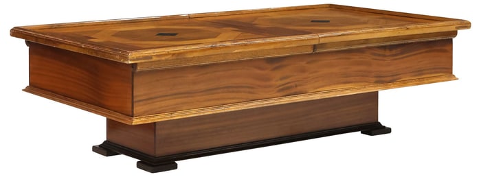 FRENCH MIXED WOOD PARQUETRY COFFEE TABLE WITH BAR STORAGE