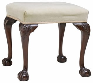 ENGLISH CHIPPENDALE STYLE CARVED MAHOGANY STOOL