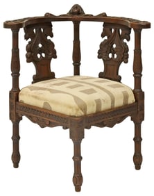 FRENCH RENAISSANCE REVIVAL WALNUT CORNER CHAIR