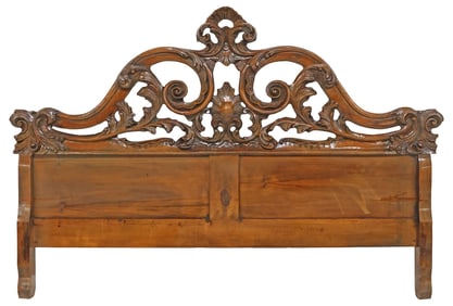 ITALIAN BAROQUE STYLE CARVED WALNUT HEADBOARD