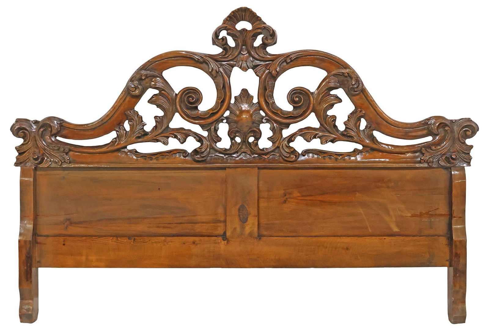 ITALIAN BAROQUE STYLE CARVED WALNUT HEADBOARD (1 of 3)