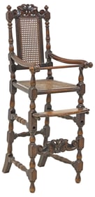 SCOTTISH VICTORIAN CARVED BEECH CHILD'S HIGHCHAIR