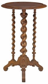FRENCH LOUIS XIII CARVED WALNUT SPIRAL PEDESTAL TABLE