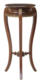 FRENCH METAL-MOUNTED MAHOGANY PEDESTAL / PLANT STAND