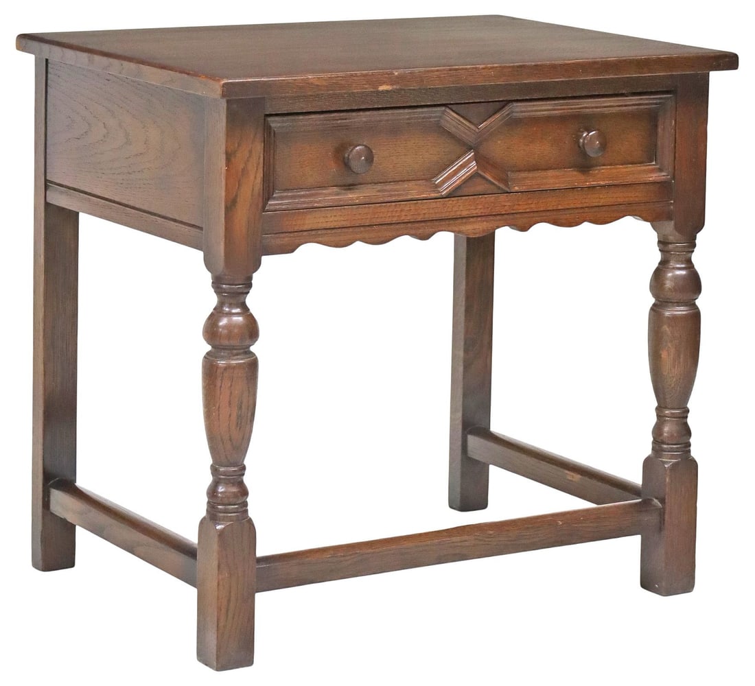 ENGLISH GEORGIAN STYLE OAK 1-DRAWER SIDE TABLE (1 of 5)
