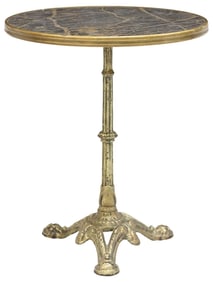 FRENCH CAST IRON & FAUX MARBLE BISTRO TABLE