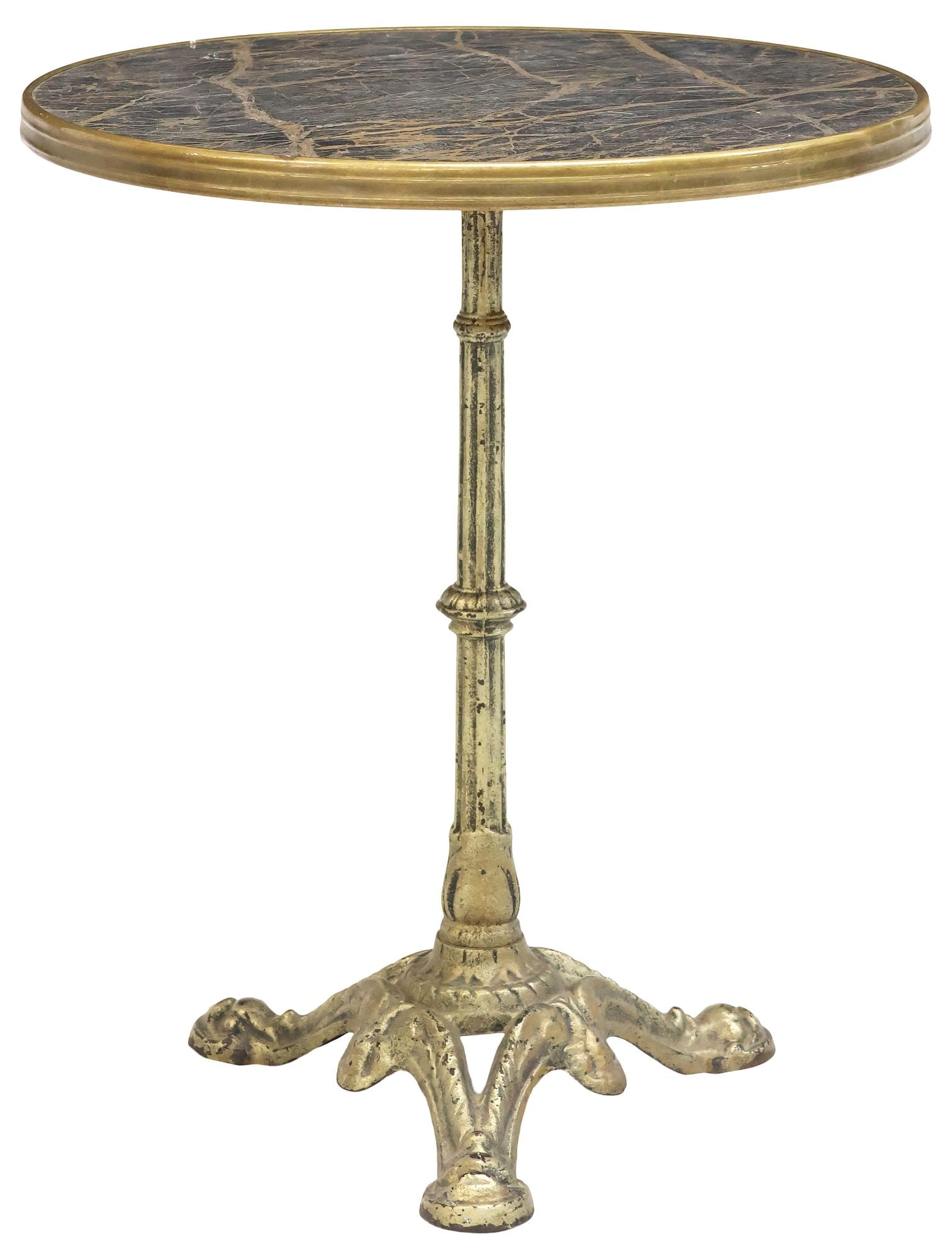 FRENCH CAST IRON & FAUX MARBLE BISTRO TABLE (1 of 3)
