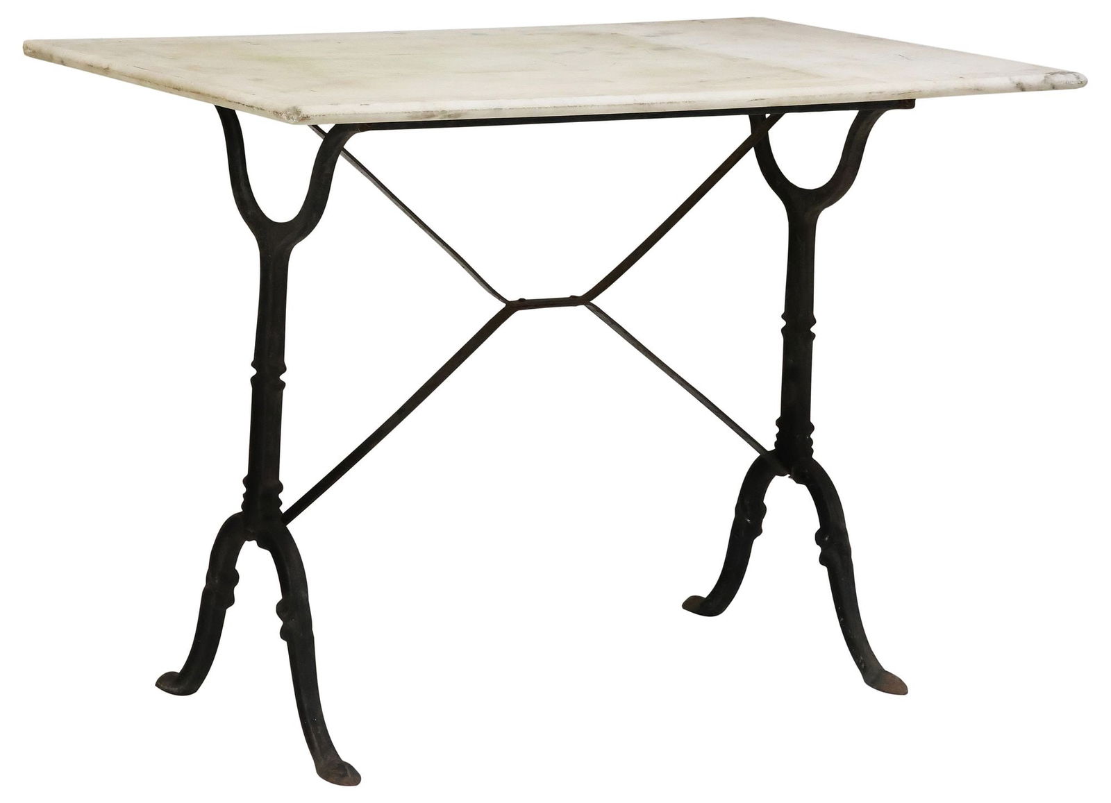 FRENCH MARBLE-TOP CAST IRON BISTRO TABLE (1 of 4)