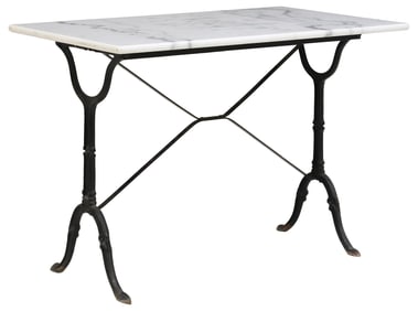 FRENCH MARBLE-TOP CAST IRON BISTRO TABLE